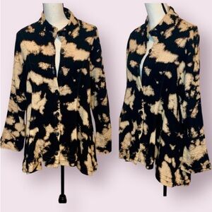 Dress To Kill by Jane Mohr Splotch Dye Button Up Top Shirt Jacket One Size